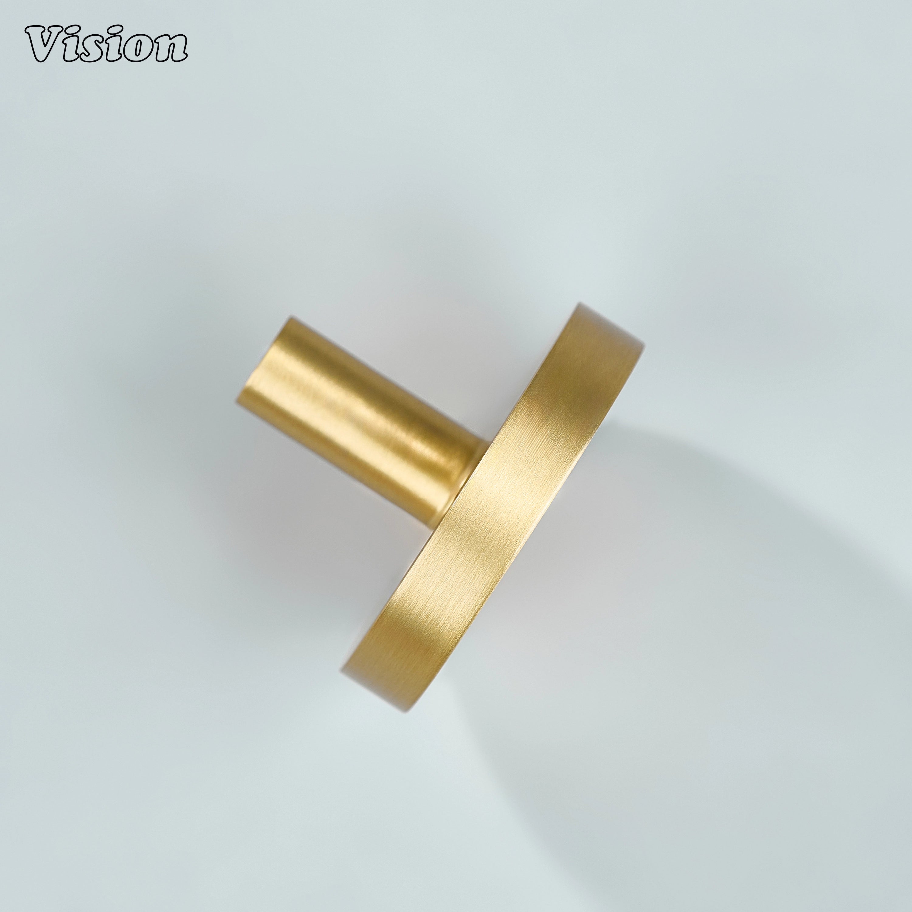 Gold solid brass round cabinet knob with minimalist design for furniture doors