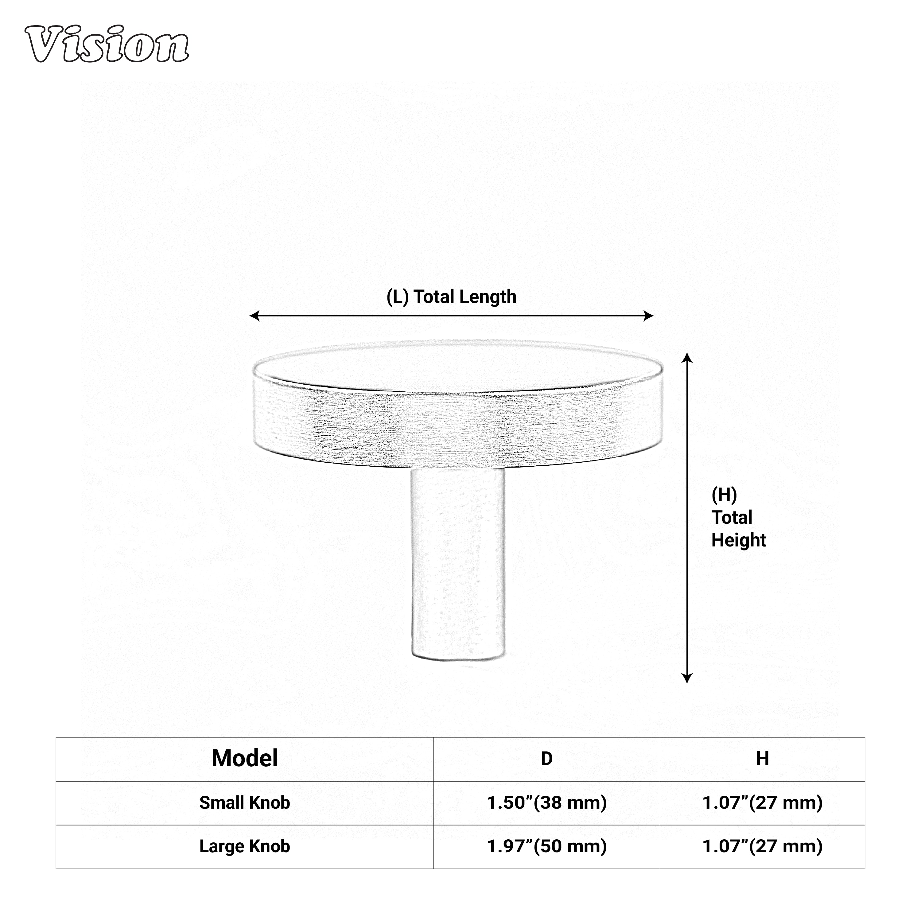 Gold round cabinet knob with flat disc top and cylinder stem for interior cabinetry