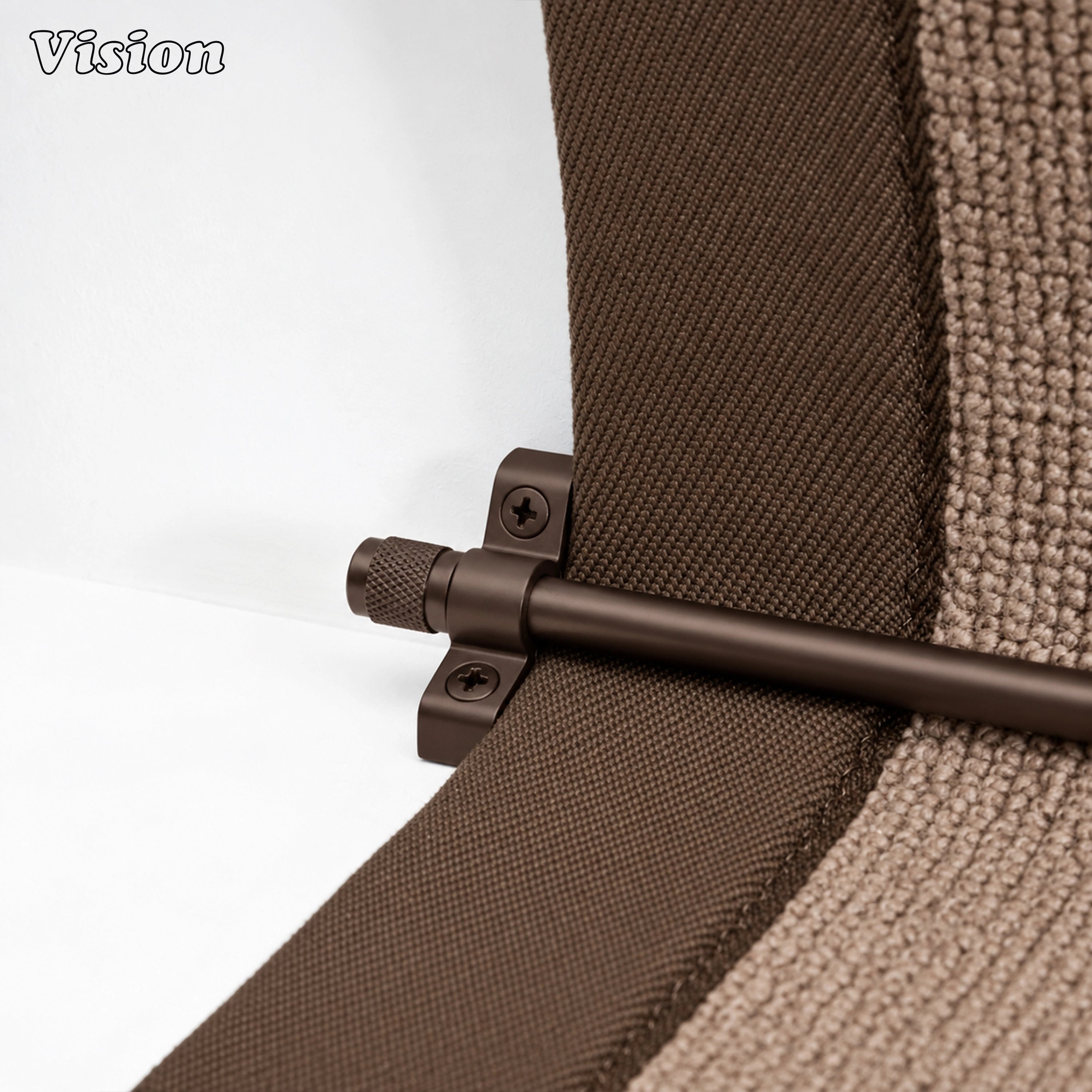 Luxury oil rubbed bronze stair runner hardware with tactile knurled finials for elegant interior steps