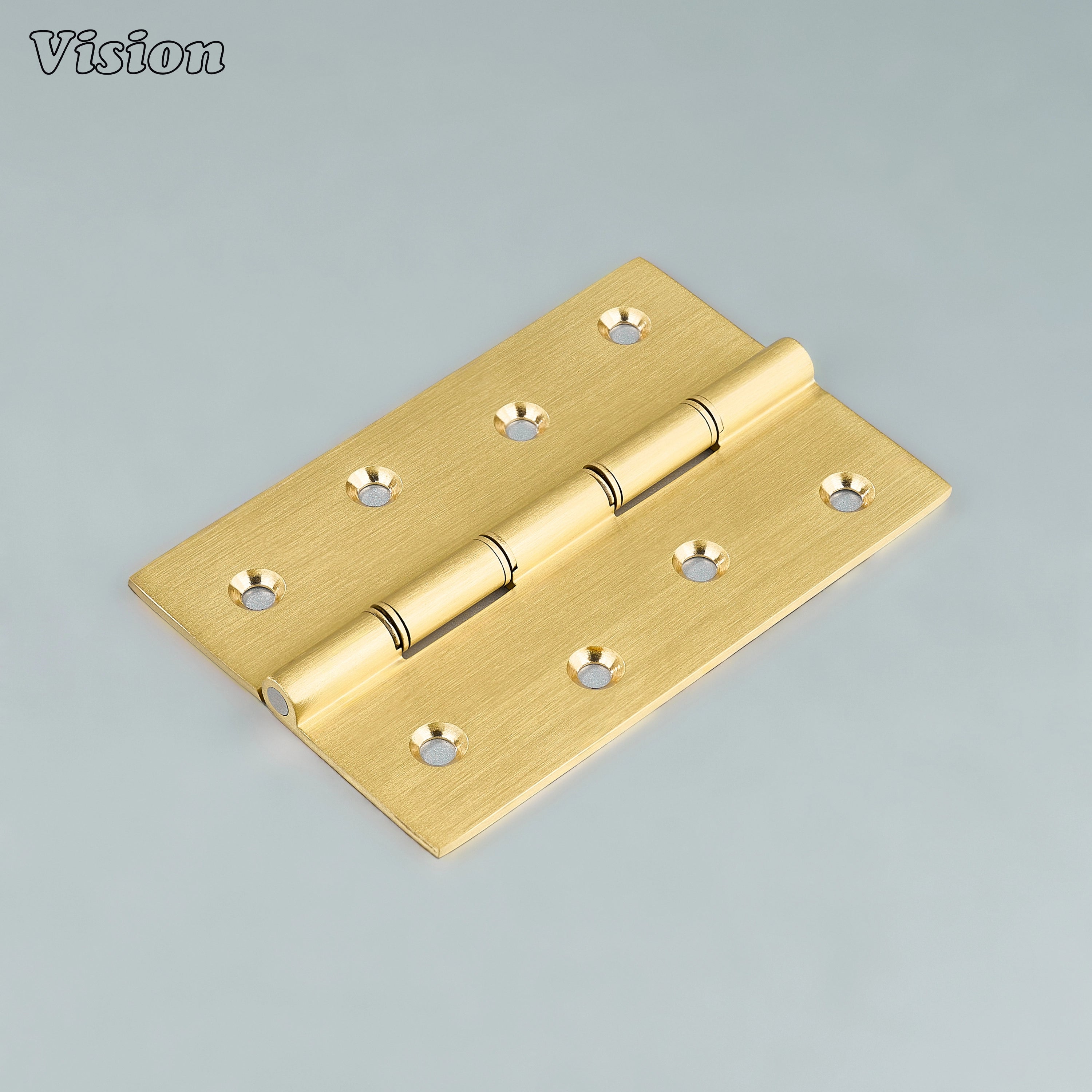 Gold brass cabinet hinge with plain profile and washer knuckle for kitchen cabinets