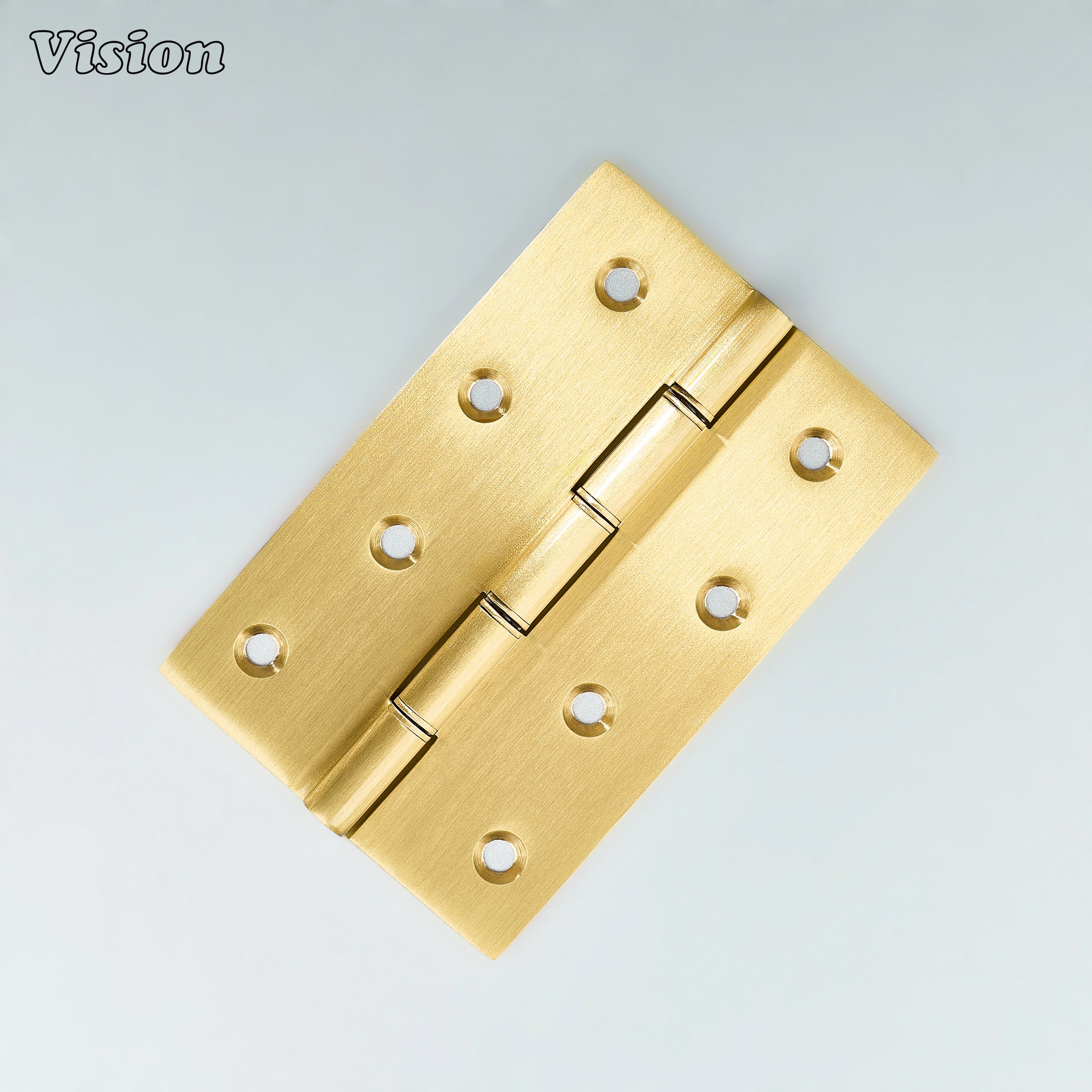 Gold plain brass cabinet hinge with rectangular plate for wardrobe doors
