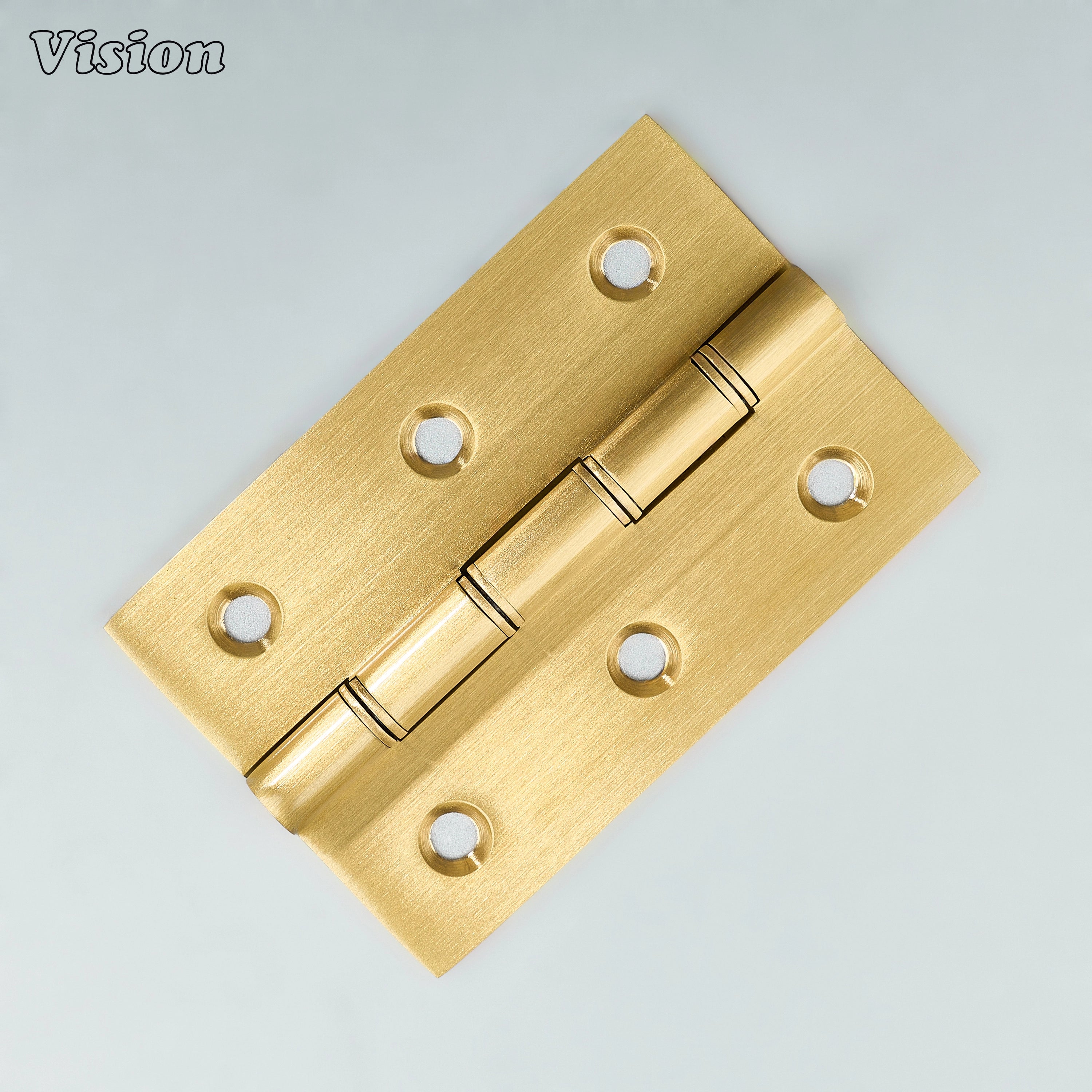 Gold plain profile brass cabinet hinge with rectangular plate for wardrobes