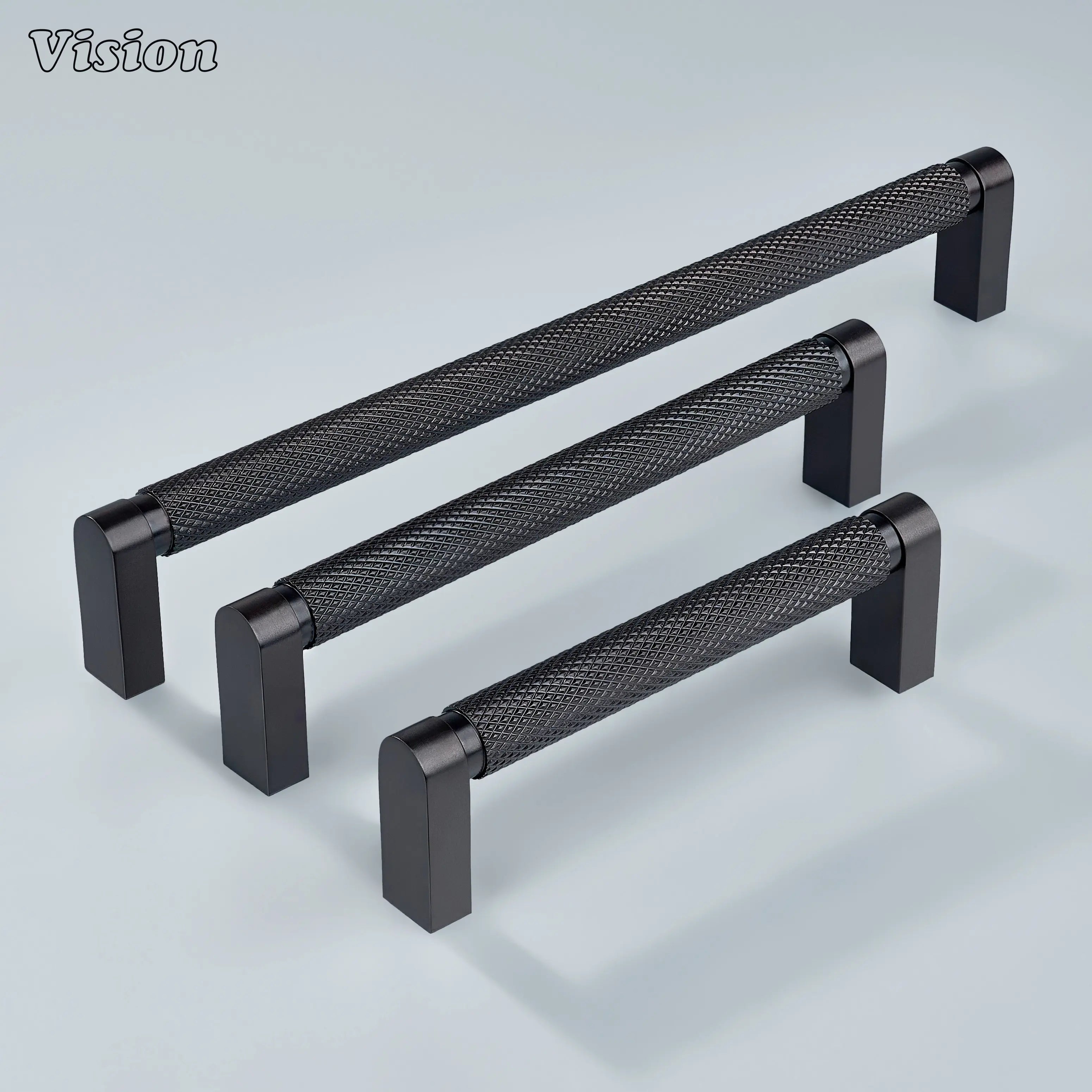 Modern oil rubbed bronze ripple knurled handle used for wardrobe doors.