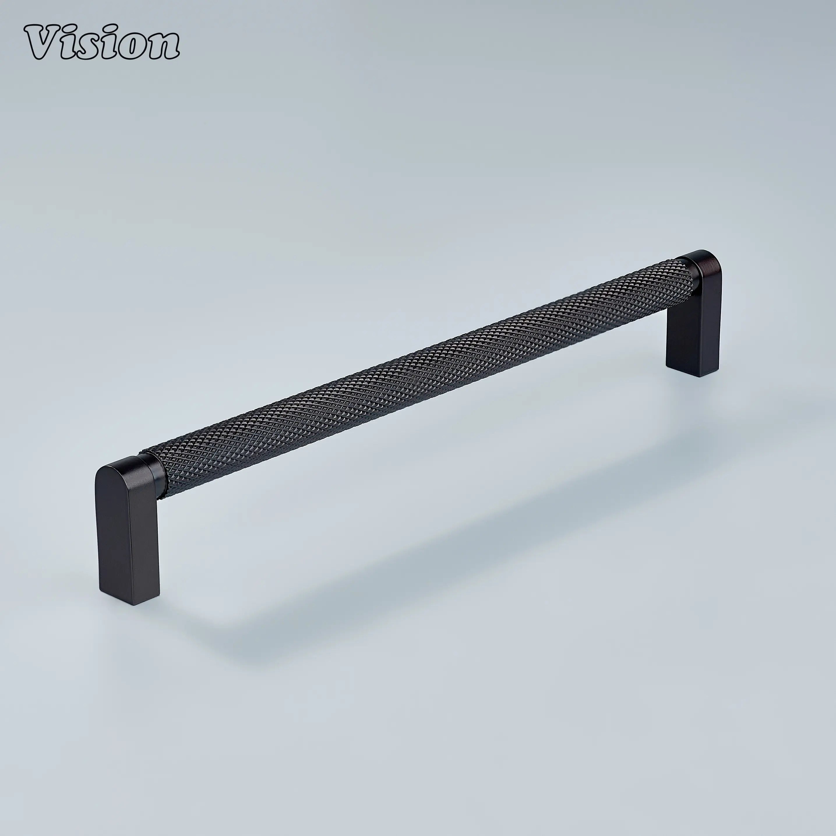 Modern oil rubbed bronze ripple knurled handle used for closet doors.