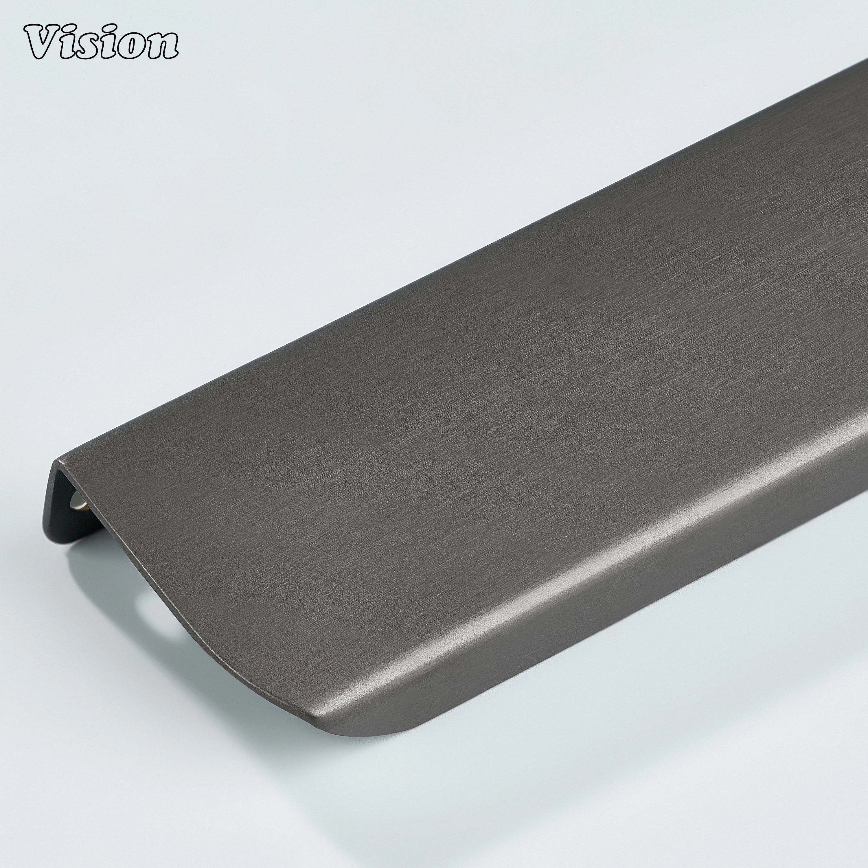 Gunmetal cabinet handle plain edge lip pull bar for modern kitchen cabinets