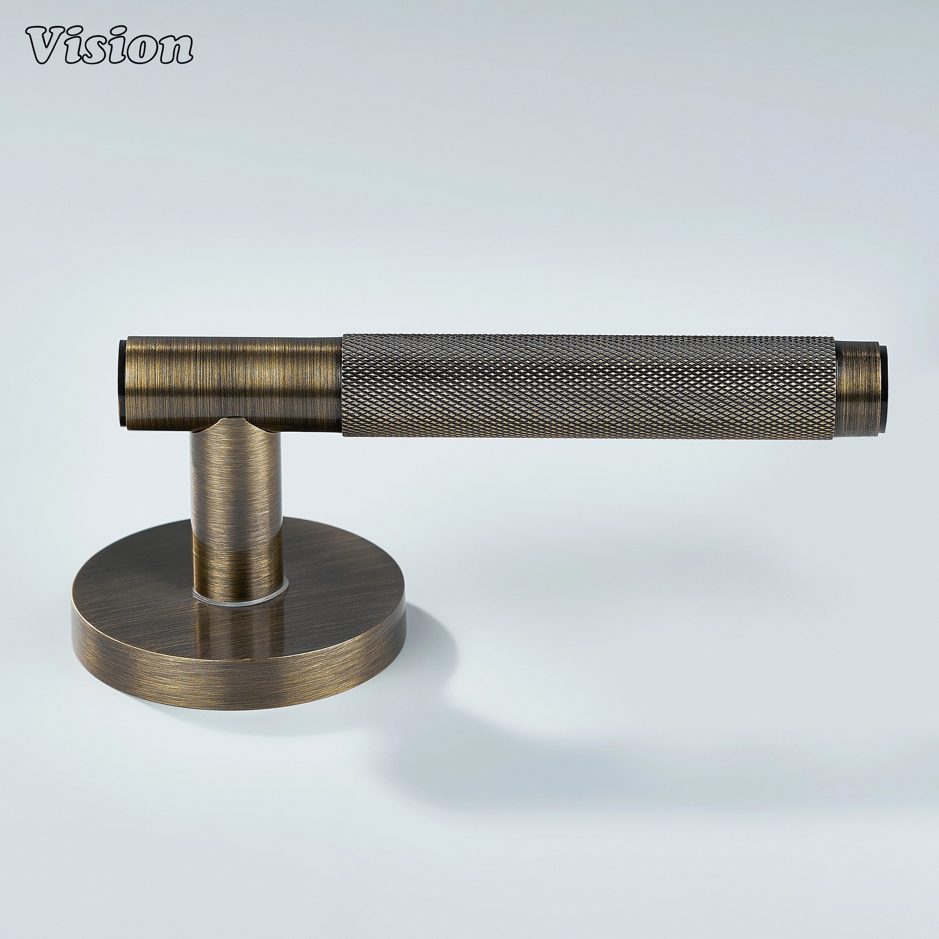 Solid brass antique bronze door handle with textured grip.