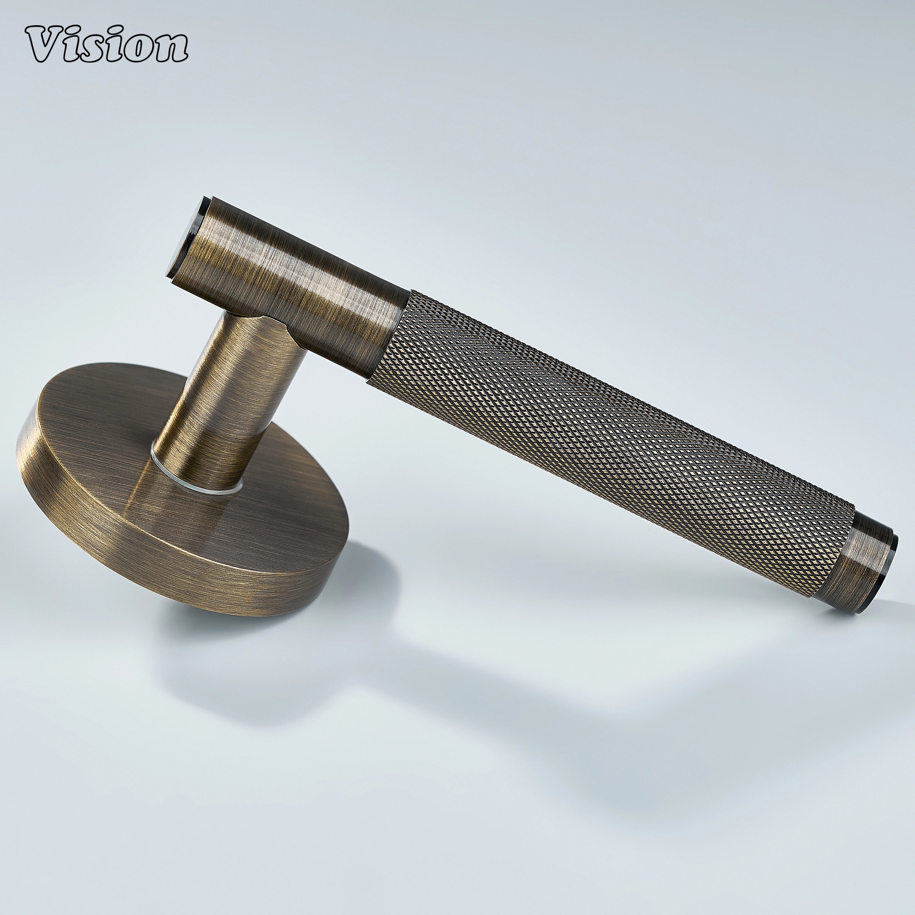 Antique bronze finish textured door handle for home interiors.