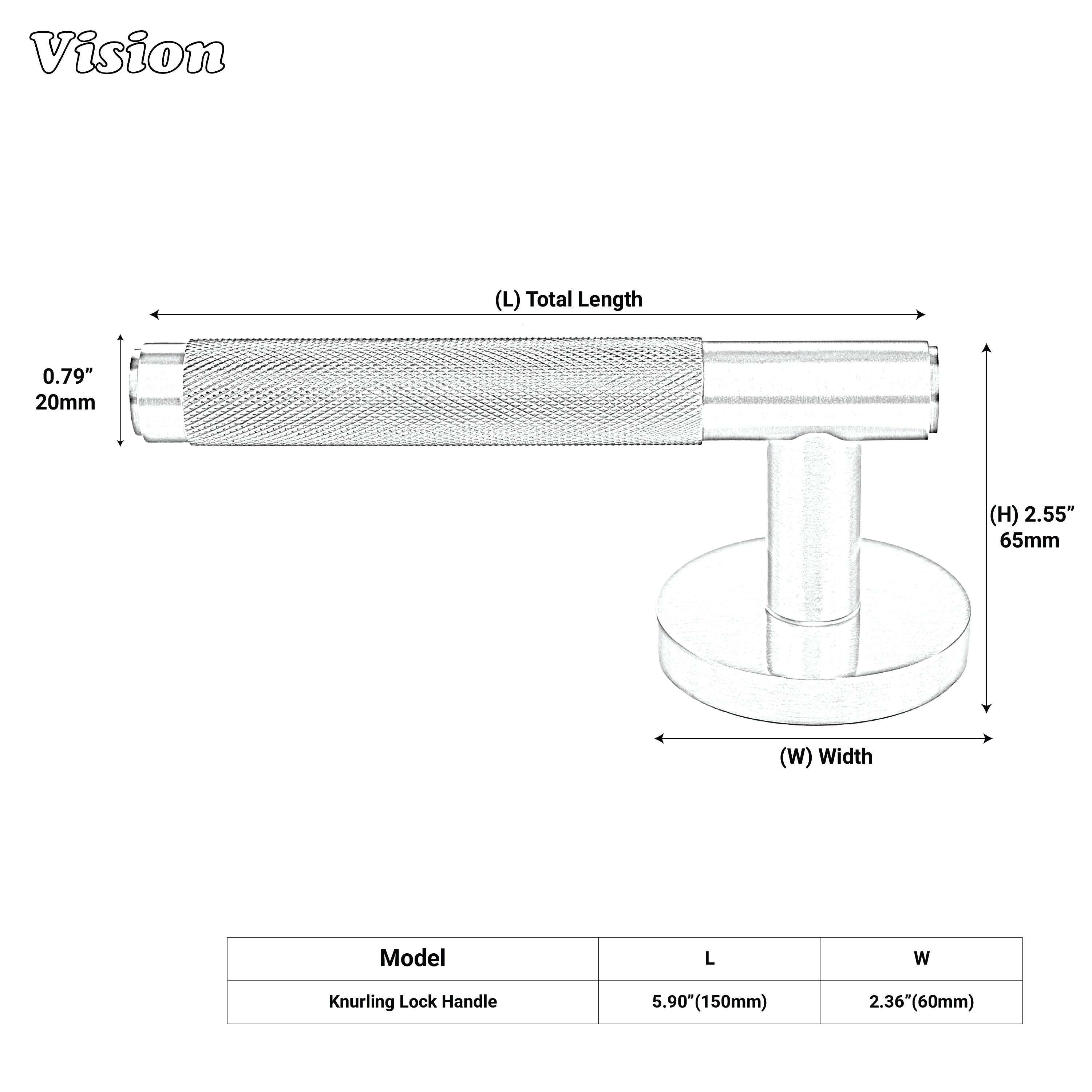 Antique bronze knurled handle offering smooth performance on doors.