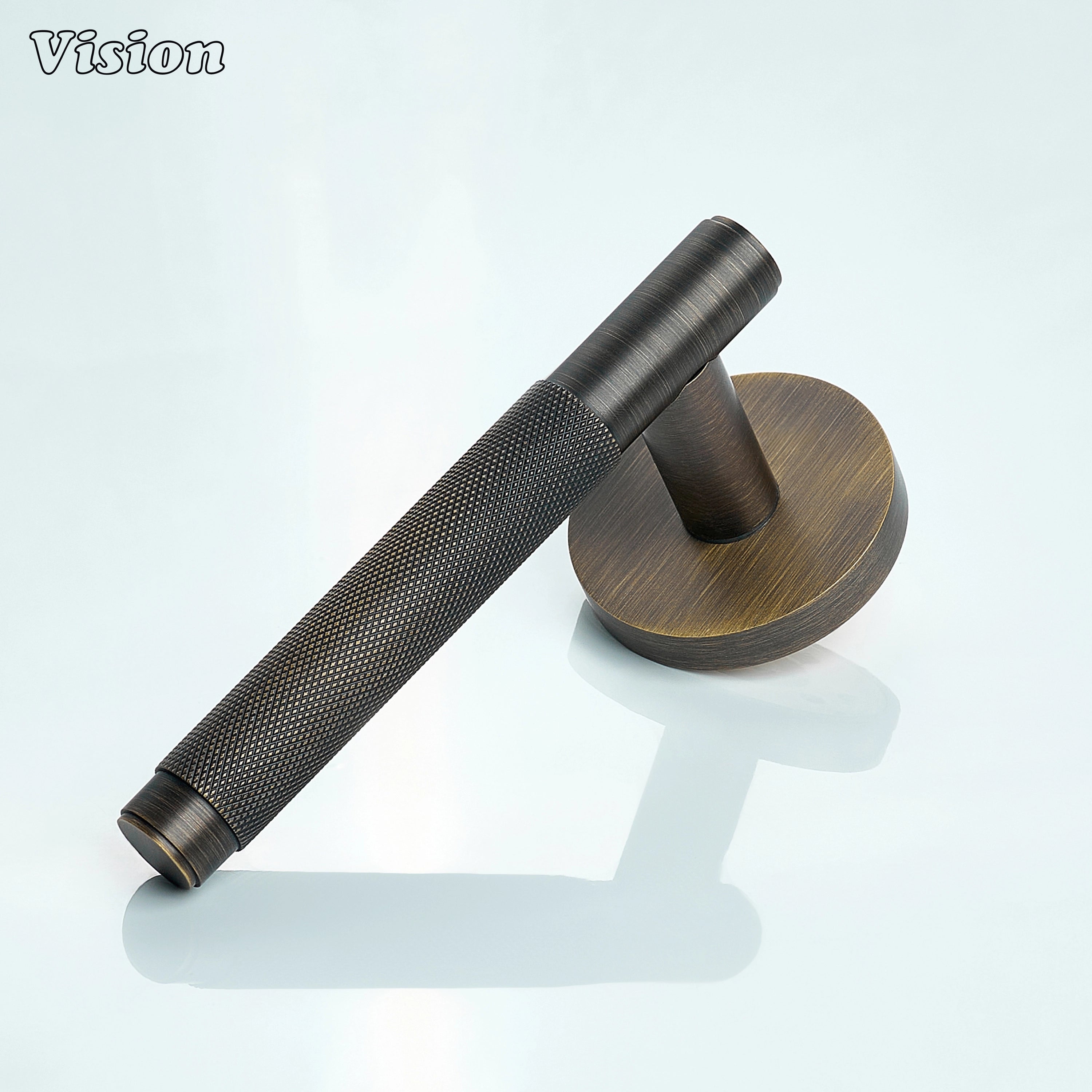 Solid brass antique bronze door handle with textured grip