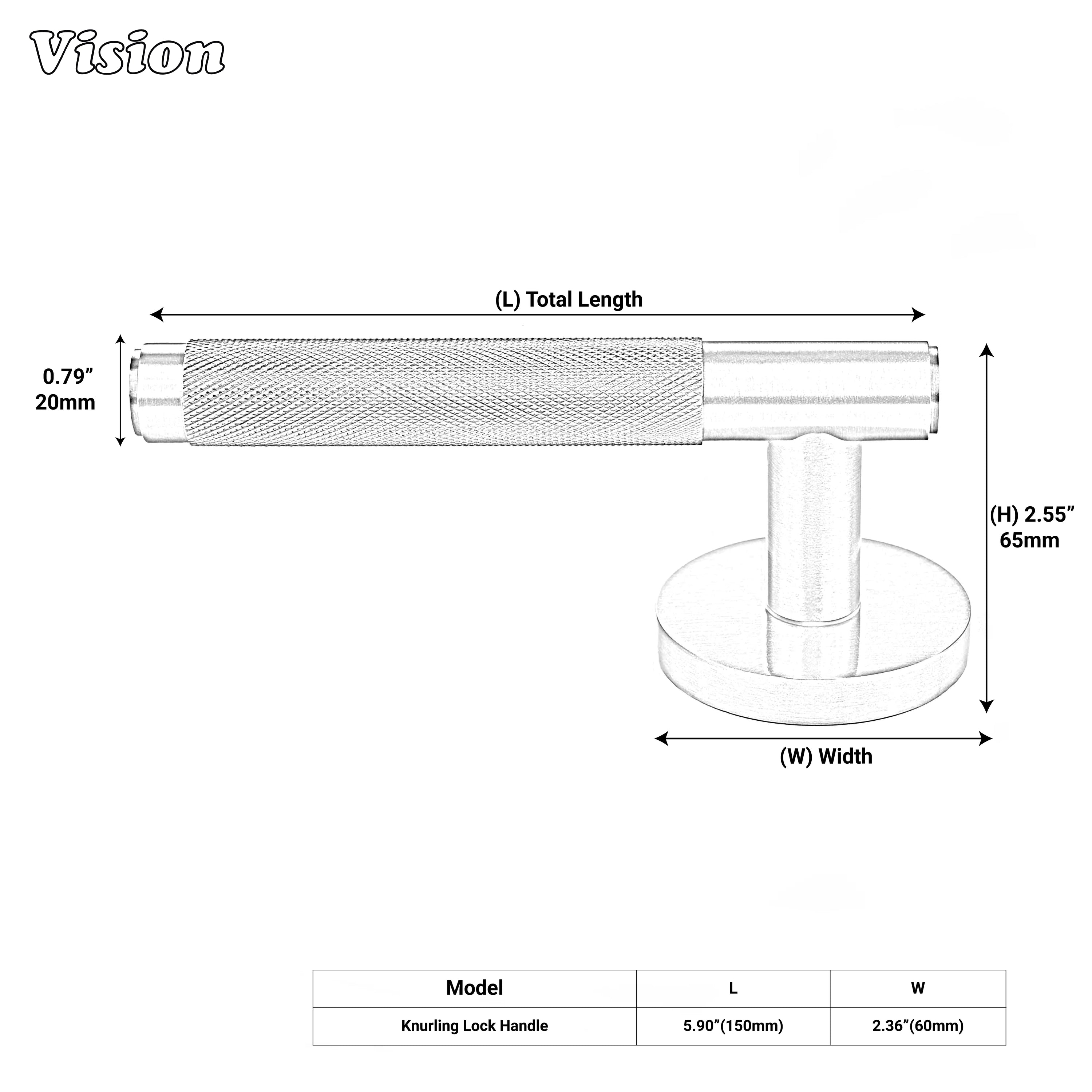 Elegant antique bronze knurled lever handle for interior designers