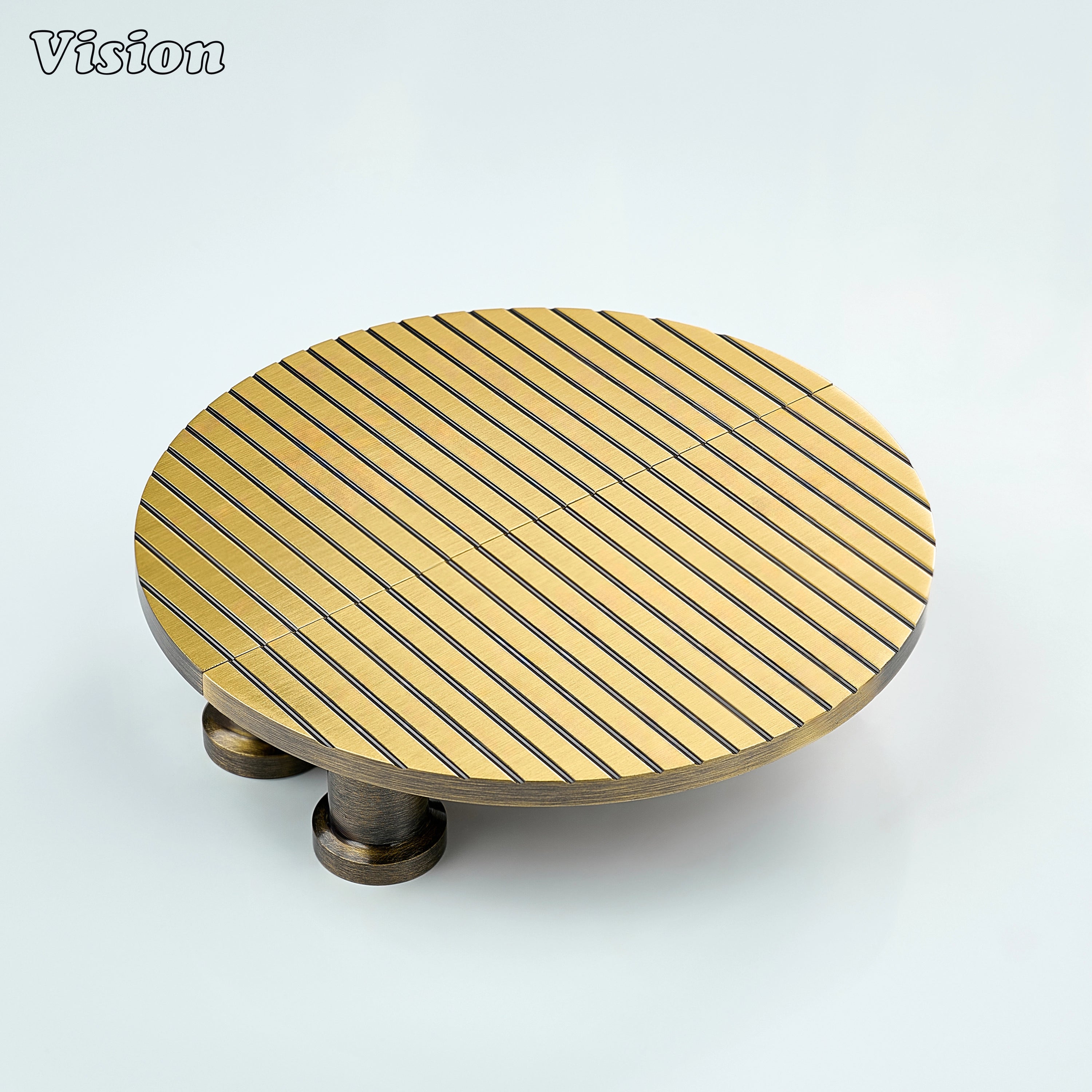 Half moon brass door handle with linear profile in Antique Bronze finish for interior doors