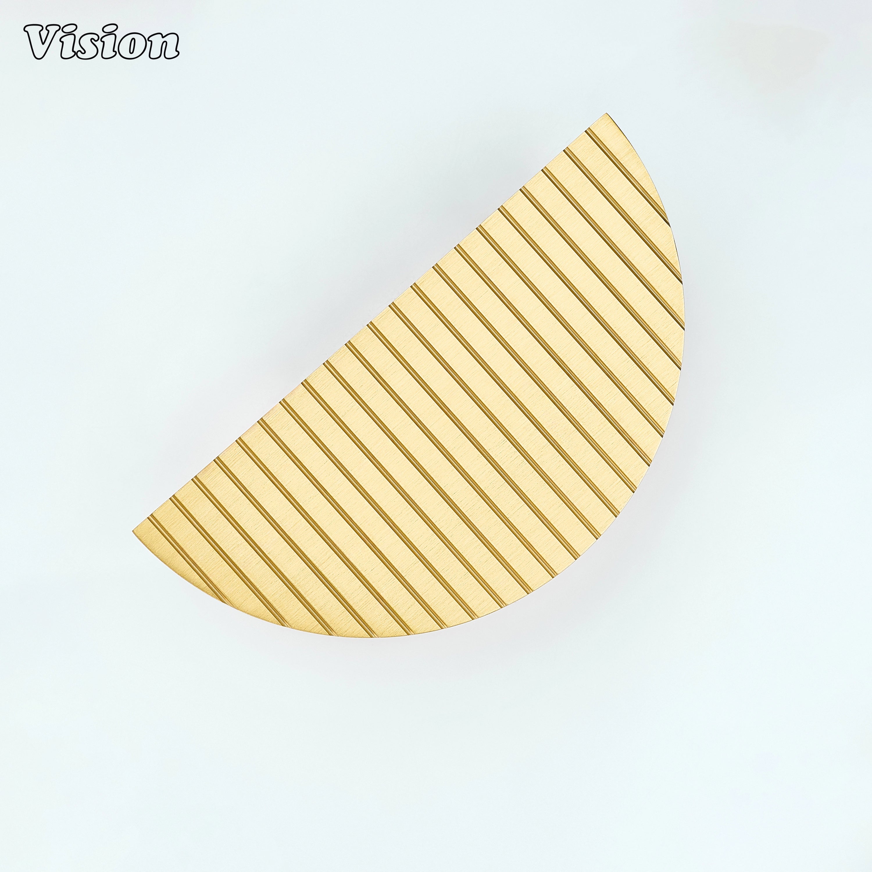 Gold linear half moon door handle crafted from brass for luxury entryways