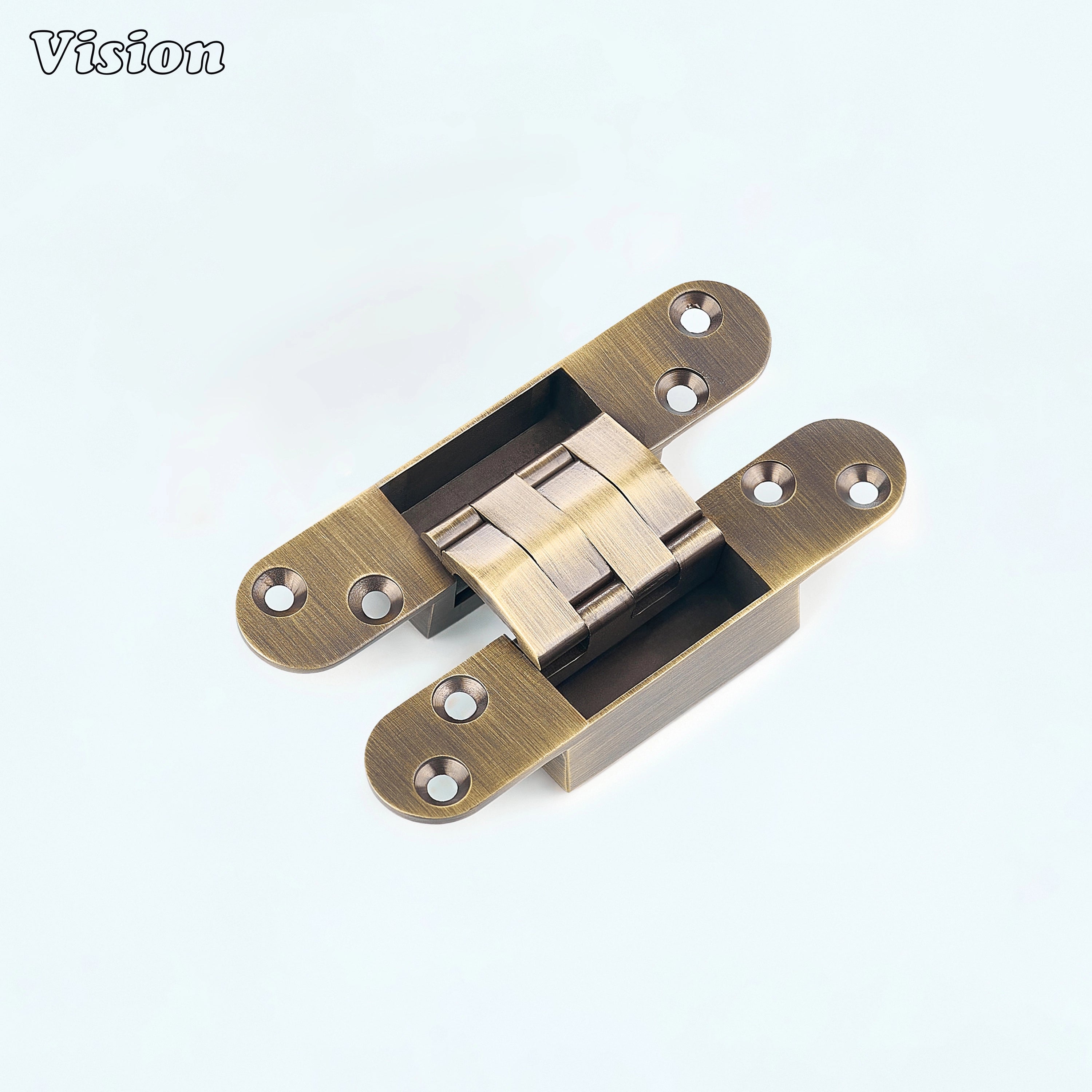 Antique Bronze solid brass invisible hinge with concealed flush profile for hidden doors, modern kitchen cabinets and premium furniture