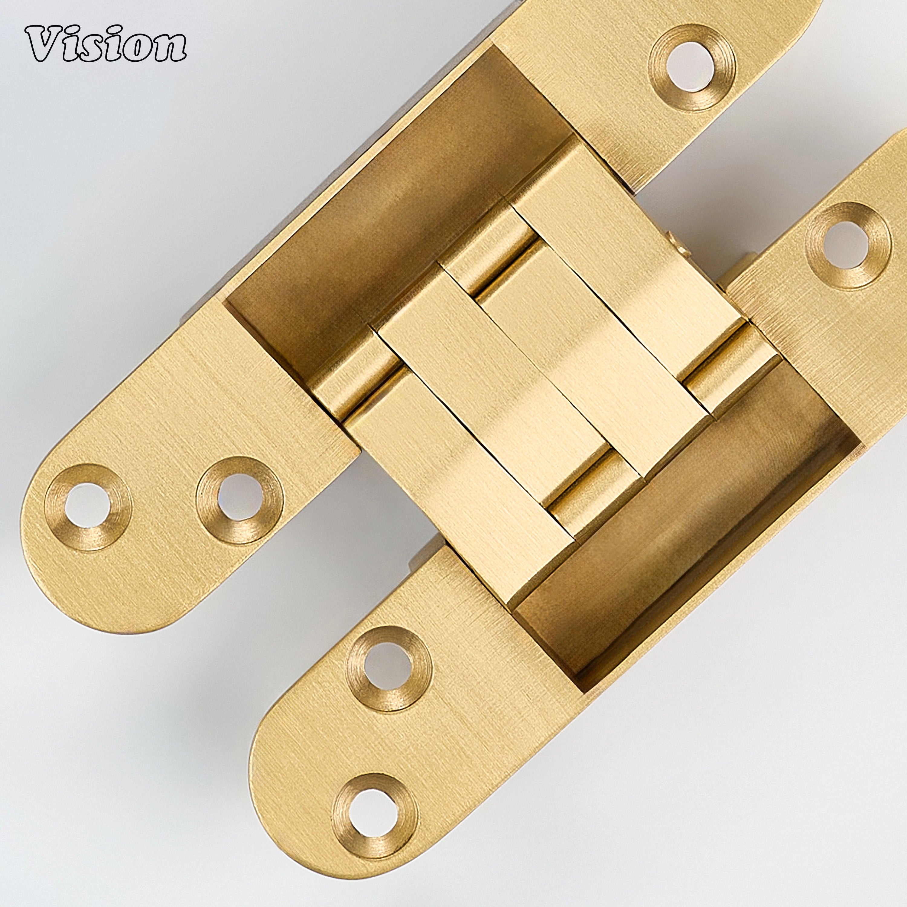 Gold concealed hinge with integrated pivot construction for minimalist cabinets, wardrobes and custom millwork