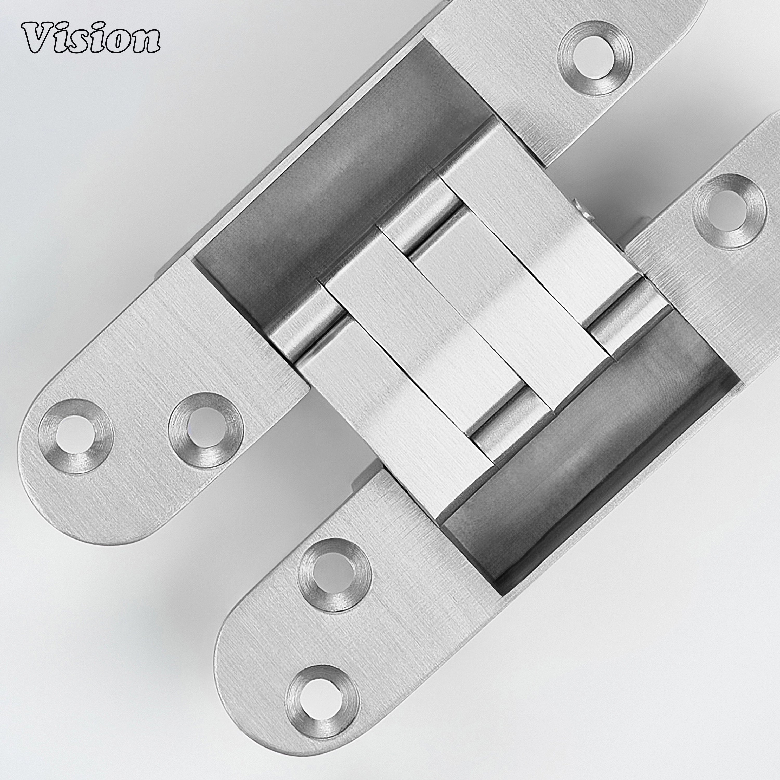 Silver concealed hinge with integrated pivot construction for minimalist cabinets, wardrobes and custom millwork